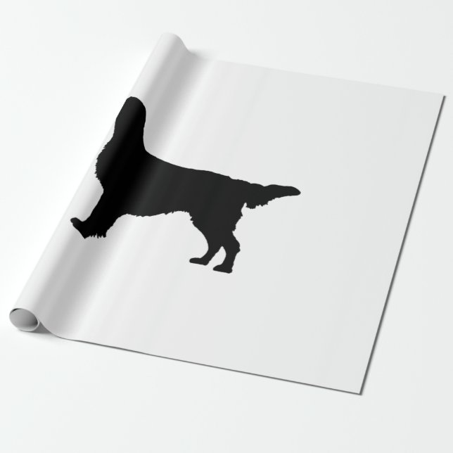 Flat-Coated Retriever Silhouette Love Dogs Wrapping Paper (Unrolled)