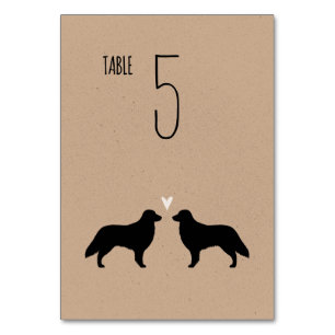 Flat Coated Retriever Silhouettes Wedding Table Number