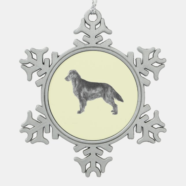 Flat Coated Retriever Snowflake Pewter Christmas Ornament (Front)