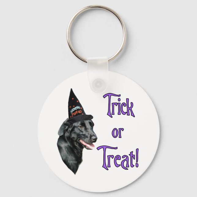 Flat-Coated Retriever Trick Key Ring (Front)