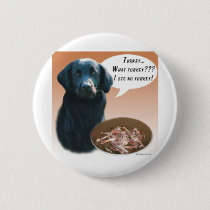 Flat-Coated Retriever Turkey; Thanksgiving Dog 6 Cm Round Badge