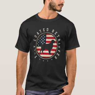 Flat Coated Retriever Usa Flag 4th July Dog Mum Da T-Shirt