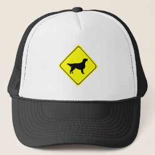 Flat-Coated Retriever Warning Sign Love Dogs Trucker Hat