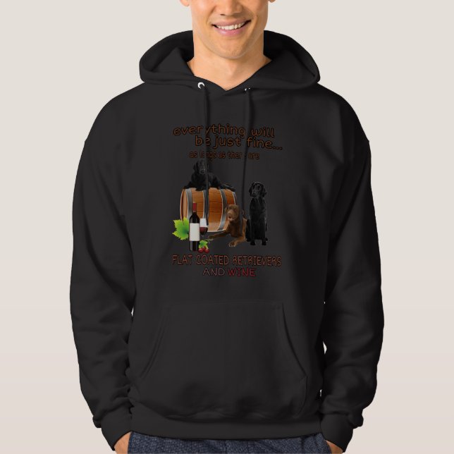 Flat Coated Retrievers And Wine Hoodie (Front)