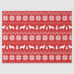 Flat Coated Retrievers Christmas Pattern Red Tissue Paper<br><div class="desc">Festive Red and White Christmas Sweater Style Pattern with Flattie Silhouettes</div>
