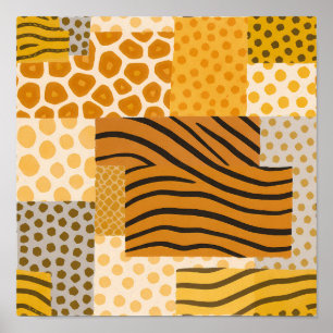 Flat Color Safari Print Composite Tapestry
