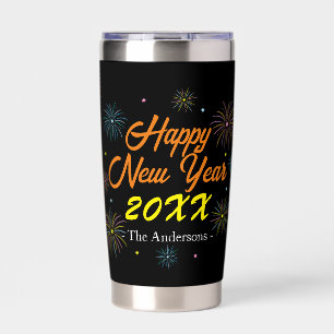 Flat Colourful New Year's Eve Party Insulated Tumbler