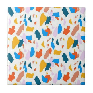 Flat colourful terrazzo pattern ceramic tile