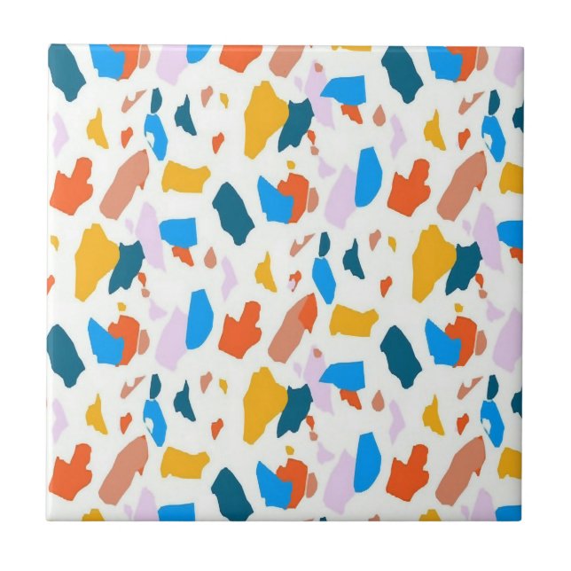 Flat colourful terrazzo pattern ceramic tile (Front)