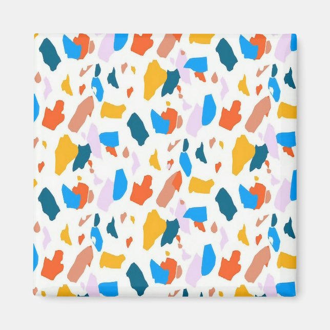 Flat colourful terrazzo pattern magnet (Front)