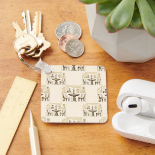 Flat design repetitive pattern of stylised dining key ring
