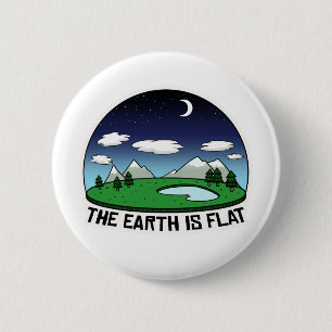 Flat earth 6 cm round badge