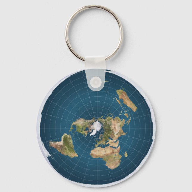 Flat Earth AE Azimuthal Equidistant Map Key Chain (Front)