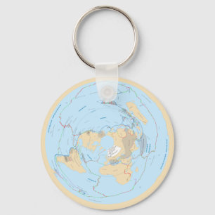 Flat Earth AE Azimuthal Equidistant Map Key Chain