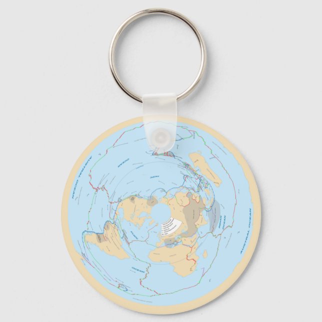 Flat Earth AE Azimuthal Equidistant Map Key Chain (Front)