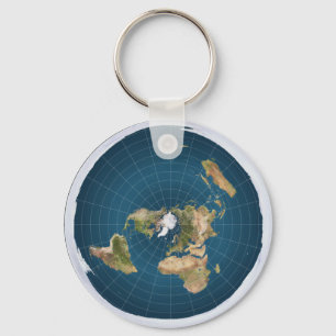 Flat Earth AEi Azimuthal Equidistant Map Key Chain