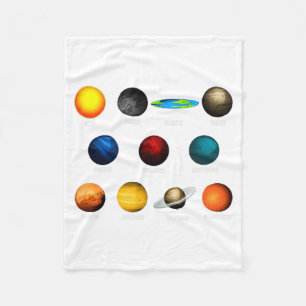 Flat Earth And Planets Funny Flat Earthers T Shirt Fleece Blanket