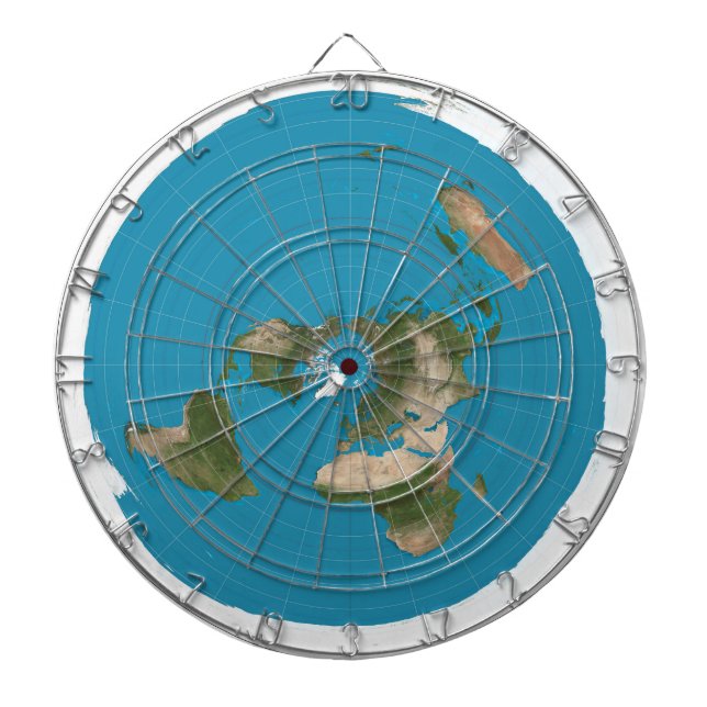 Flat Earth Azimuthal AE Map Round Dartboard (Front)
