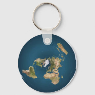 Flat Earth Azimuthal Projection Map Keychain