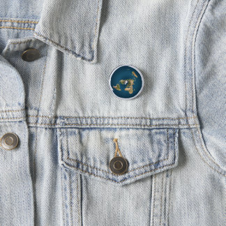 Flat Earth Azimuthal Projection Map Pin Button