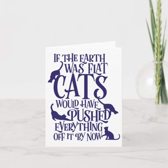 Flat Earth Cat Theory Graphic Funny Earth Day  Card (Front)