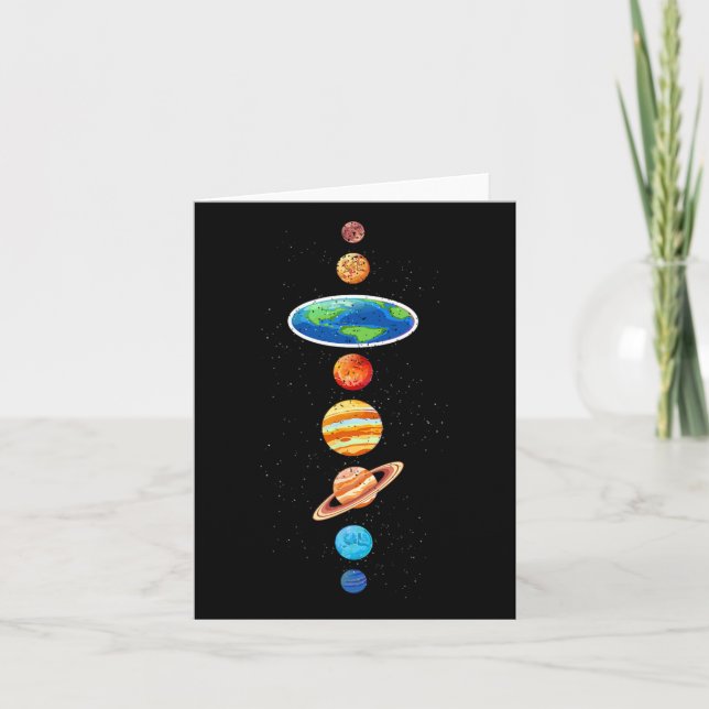 Flat Earth Conspiracy - Solar System Planets - Fla Card (Front)