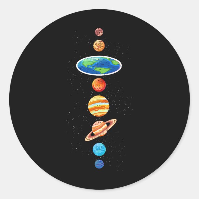 Flat Earth Conspiracy - Solar System Planets - Fla Classic Round Sticker (Front)