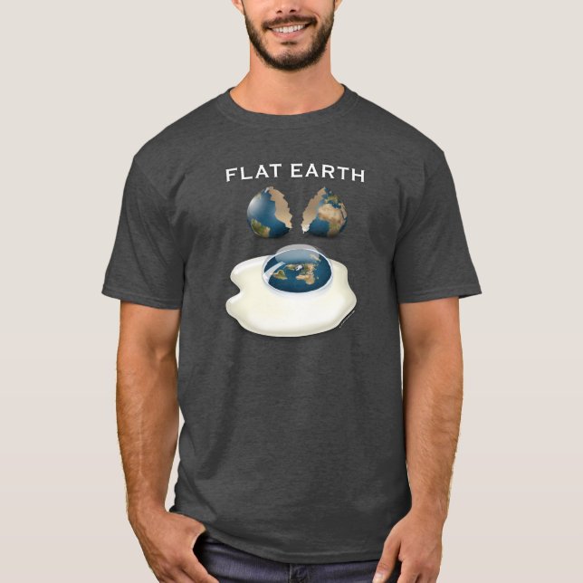 Flat Earth 'Cracked' Dark T-Shirt with eggs (Front)