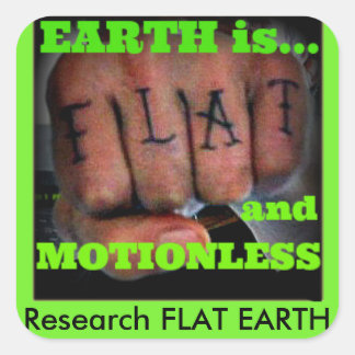 flat earth fist square sticker