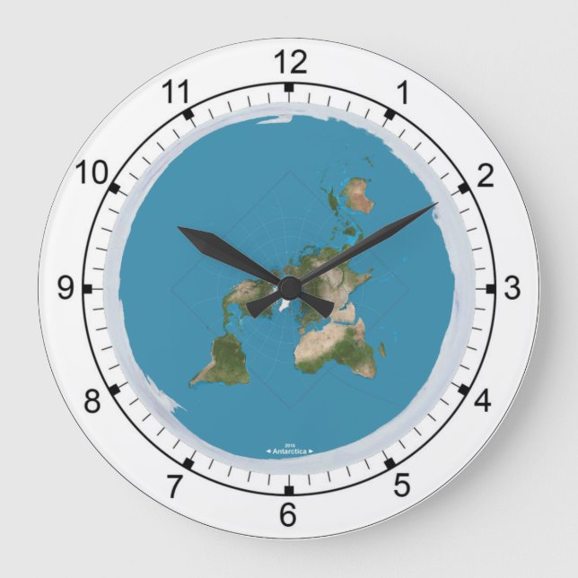 Flat Earth Large Wall Clock (Front)