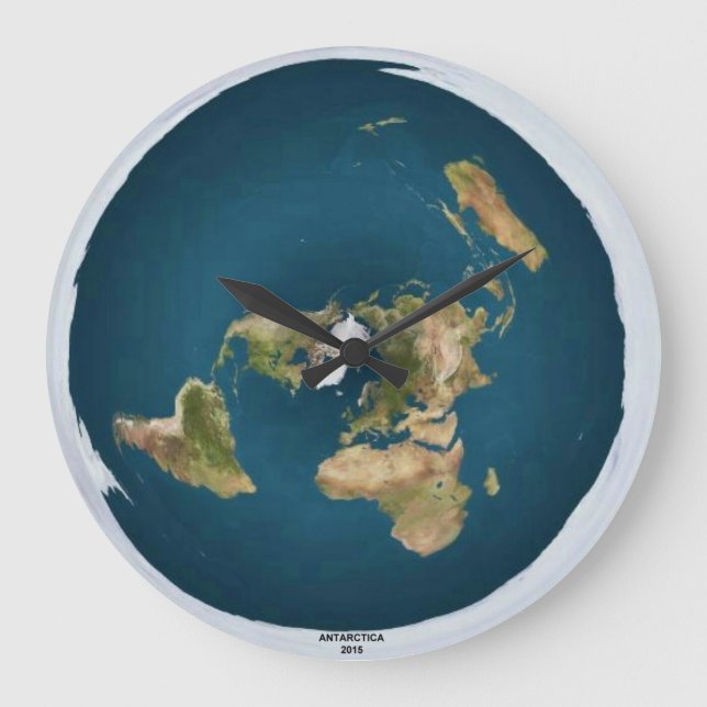 Flat Earth Large Wall Clock (Front)