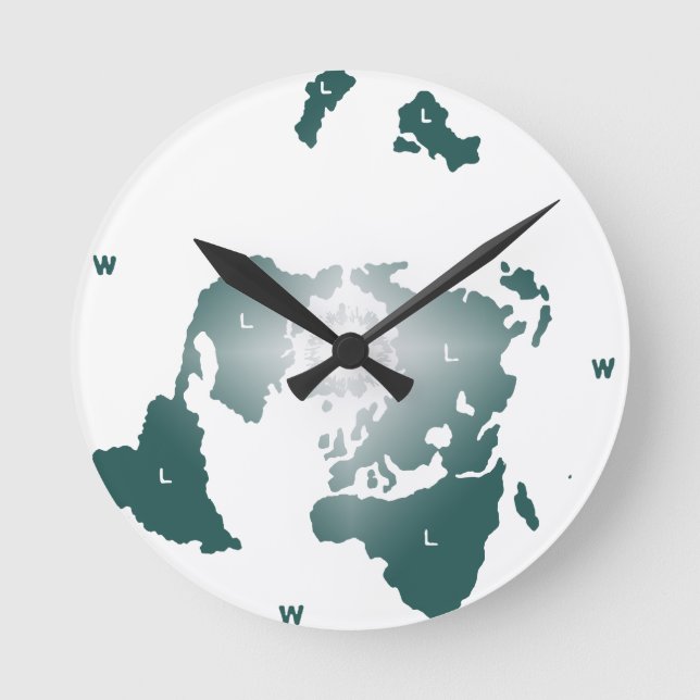 Flat Earth Map, Azimuthal Equidistant Map Zetetic Round Clock (Front)