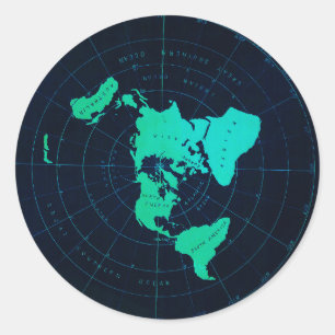 Flat Earth Map (Azimuthal equidistant projection) Classic Round Sticker