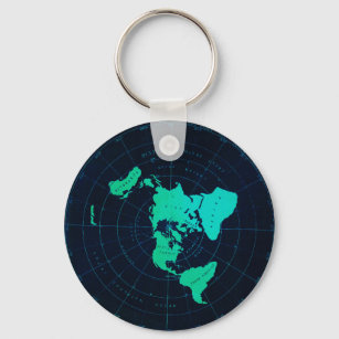 Flat Earth Map (Azimuthal equidistant projection) Key Ring