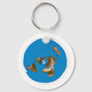 Flat Earth Map - Azimuthal Equidistant Projection Key Ring