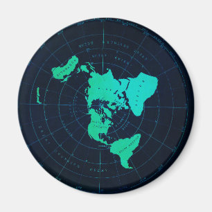 Flat Earth Map (Azimuthal equidistant projection) Magnet