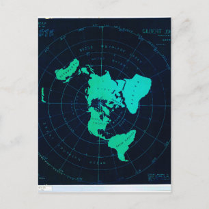 Flat Earth Map (Azimuthal equidistant projection) Postcard