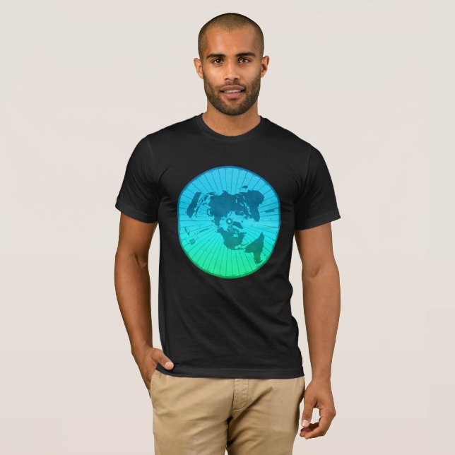 Flat Earth Map - Azimuthal Equidistant Projection T-Shirt (Front Full)