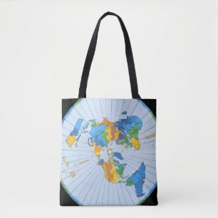 Flat Earth Map - Azimuthal Equidistant Projection Tote Bag