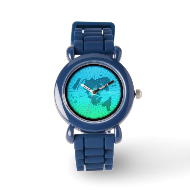 Flat Earth Map - Azimuthal Equidistant Projection Watch (Front)