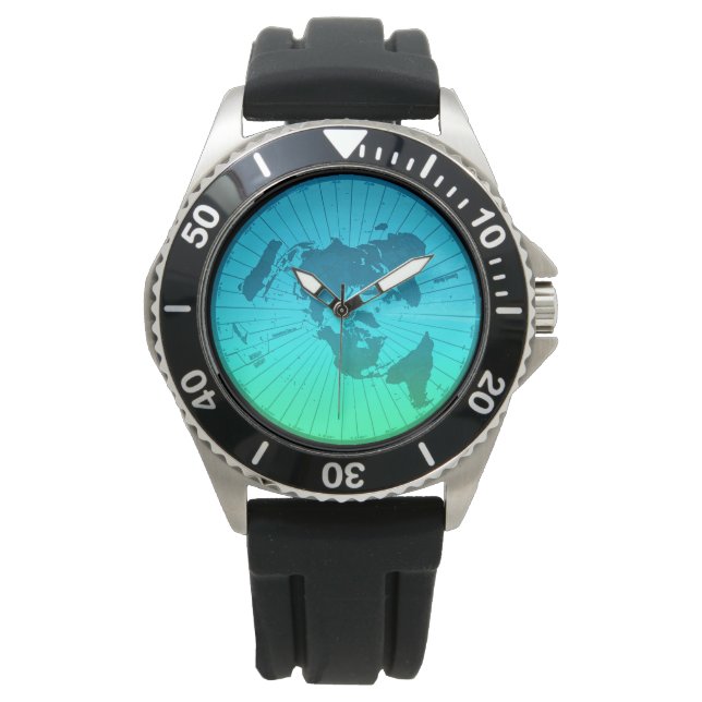 Flat Earth Map - Azimuthal Equidistant Projection Watch (Front)
