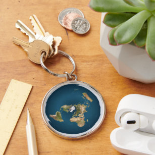Flat Earth Map by US Geological Survey Key Ring