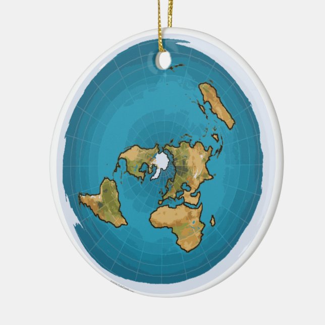 Flat Earth Map Ceramic Tree Decoration (Left)