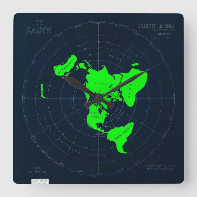 Flat Earth Map Disc Clock (Front)