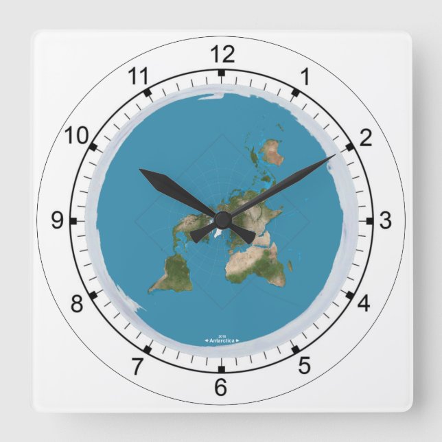 Flat Earth Map Disc Clock (Front)