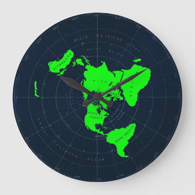 Flat Earth Map Disc Large Clock (Front)