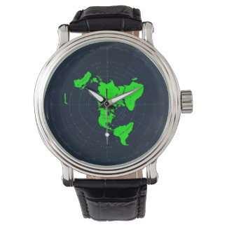 Flat Earth Map Disc Wrist Watch