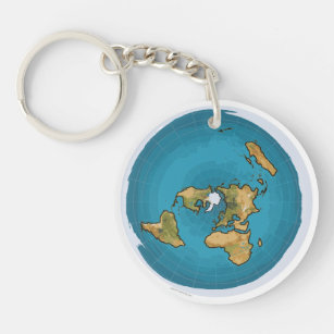 Flat Earth Map Key Ring