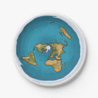 Flat Earth Map Paper Plate