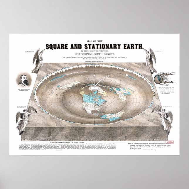 Flat Earth Map Poster (Front)